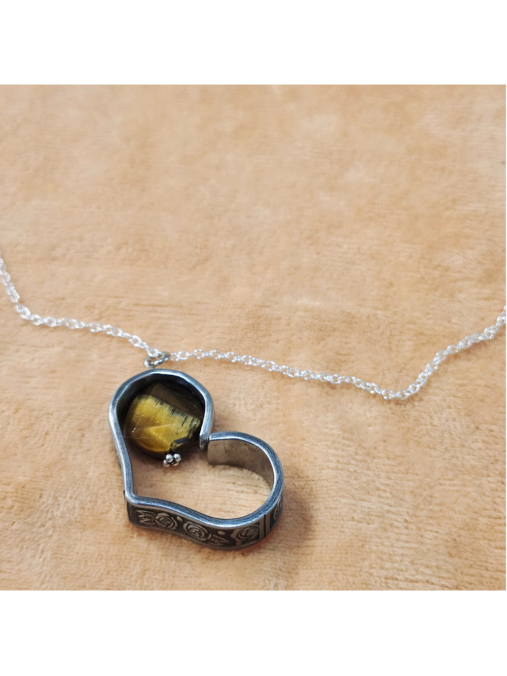 Heart Pendant Necklace Handmade Spoon handle Pendant W/bead